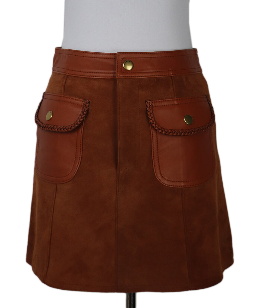 Coach Brown Suede Leather Mini Skirt 