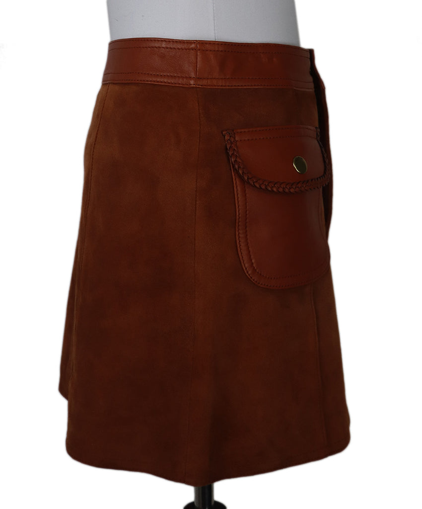 Coach Brown Suede Leather Mini Skirt 1