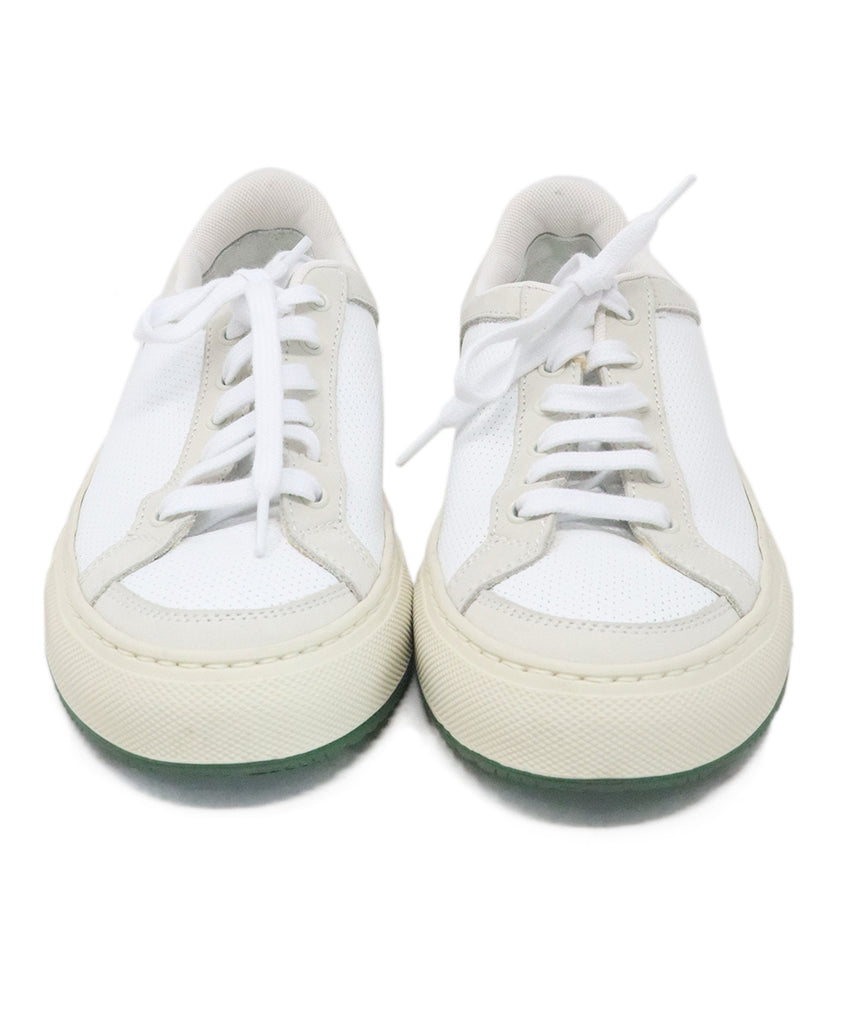 Common Projects White & Green Leather Sneakers 3