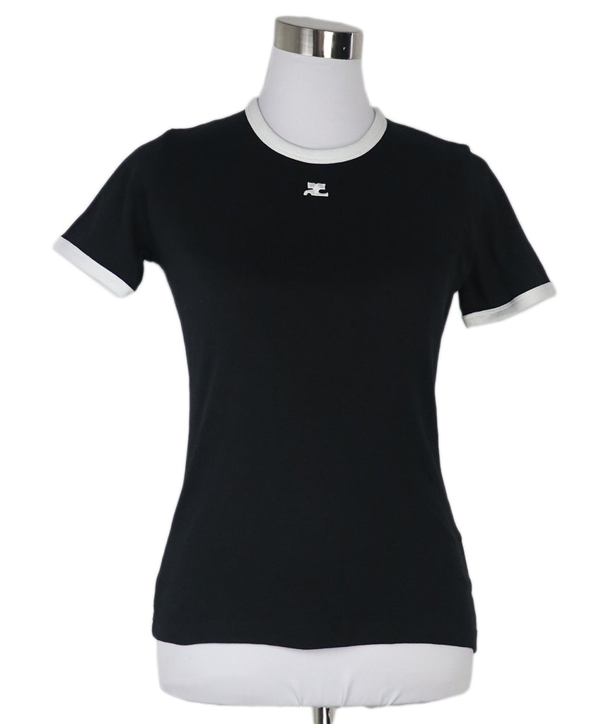 Courreges Black & White Cotton T-Shirt 