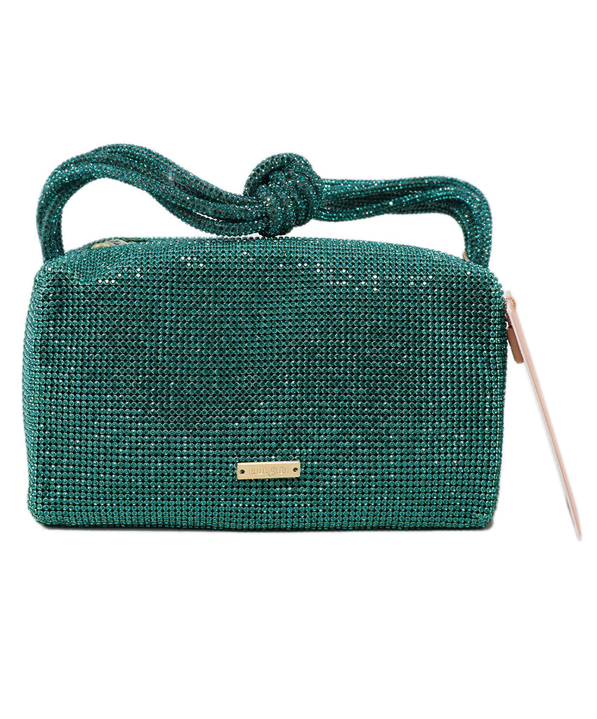 Cult Gaia Teal Rhinestone Mini Handbag 