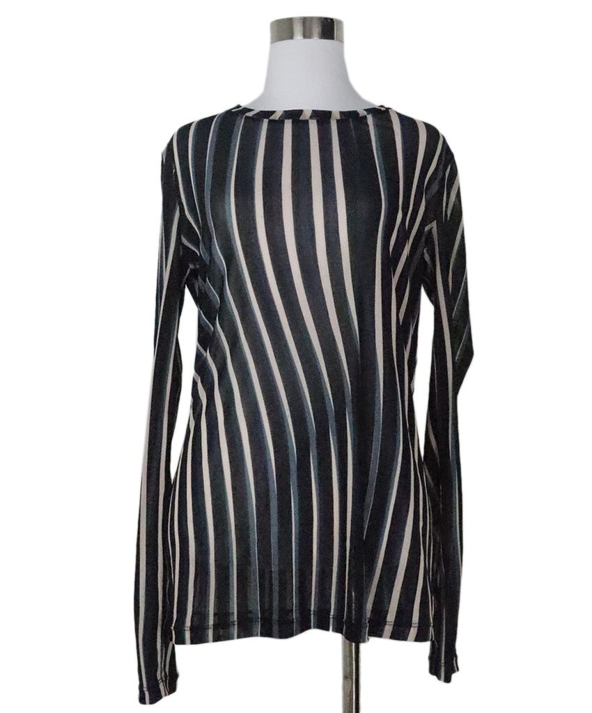 DVF Blue & White Striped Mesh Top 