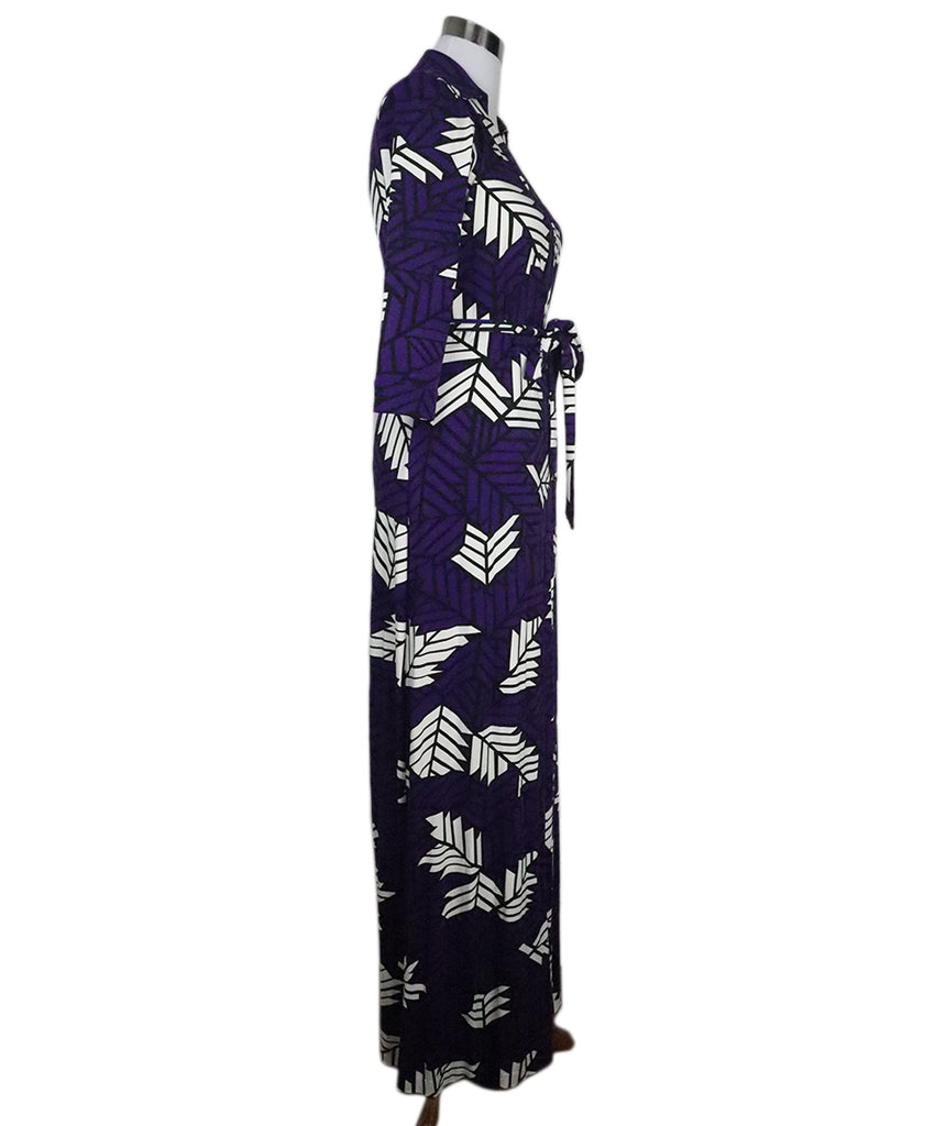 DVF Purple & White Print Long Dress 1