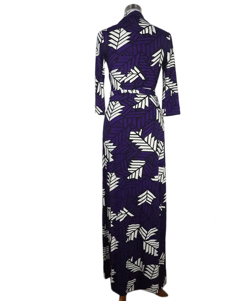 DVF Purple & White Print Long Dress 2