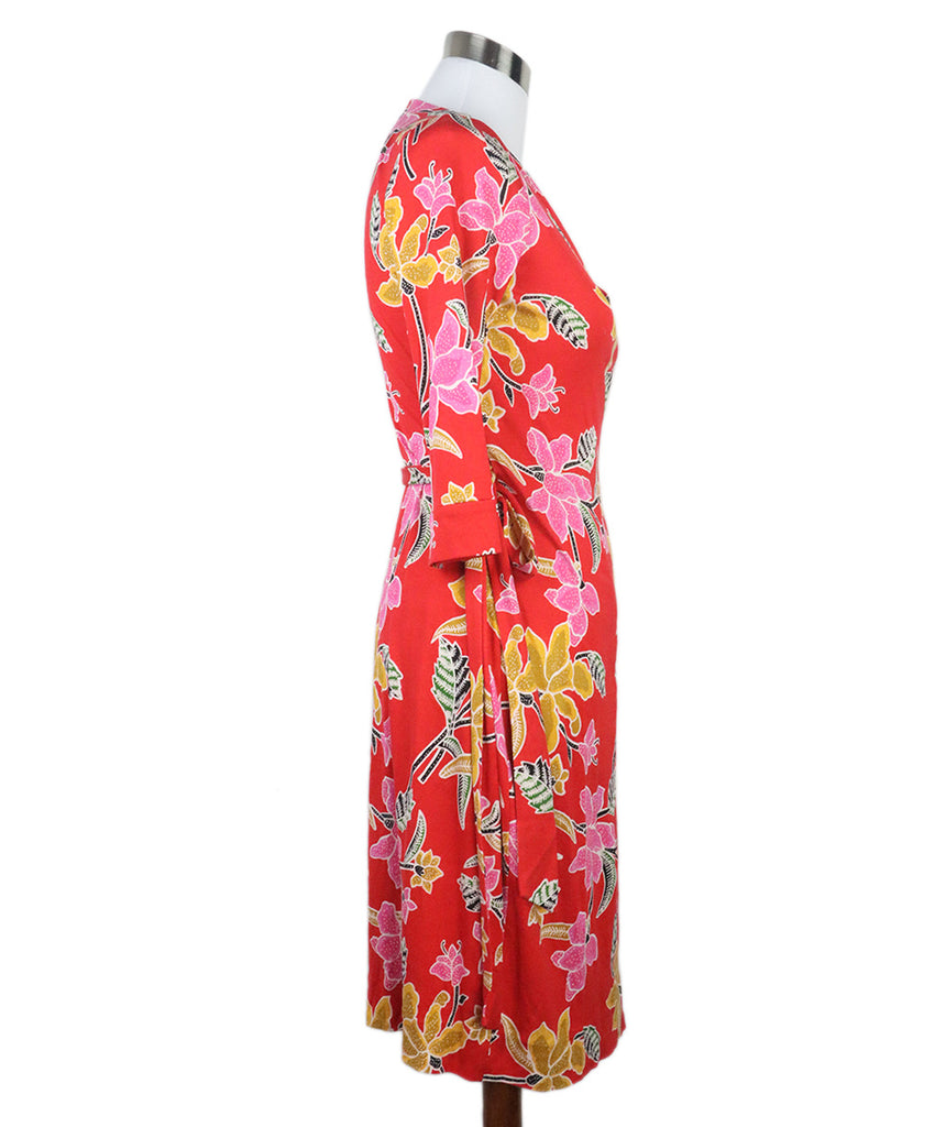 DVF Red Floral Silk Dress 1