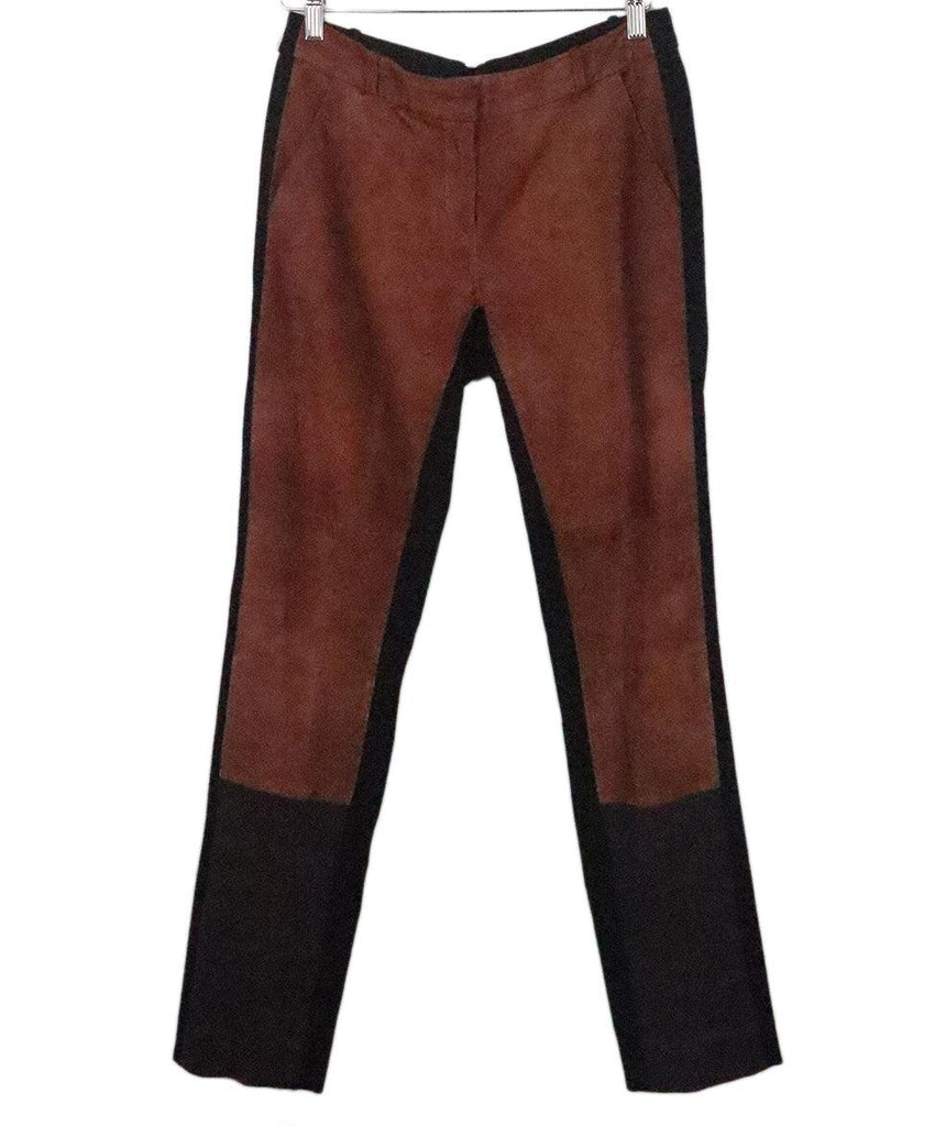 DVF Black Leather & Rust Suede Pants 