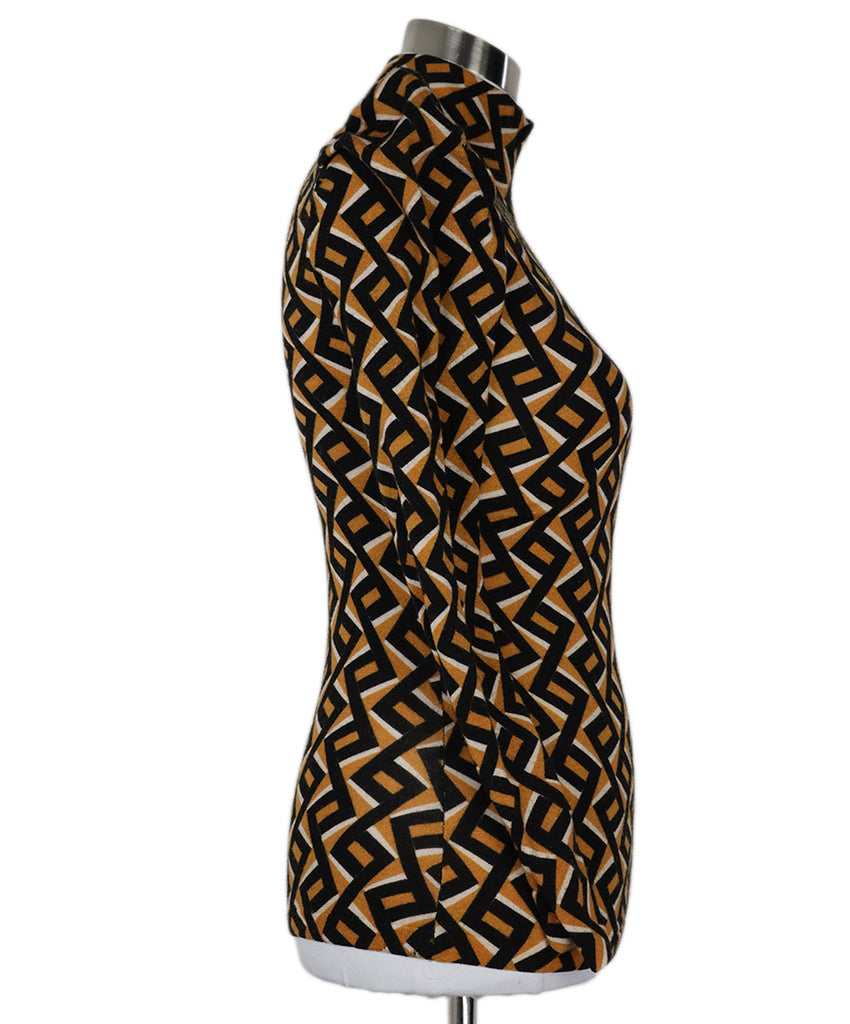 DVF Black & Amber Print Wool Turtleneck 1