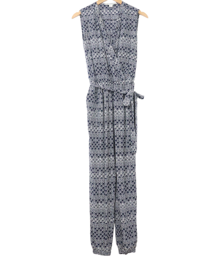 DVF Navy Print Silk Jumpsuit 