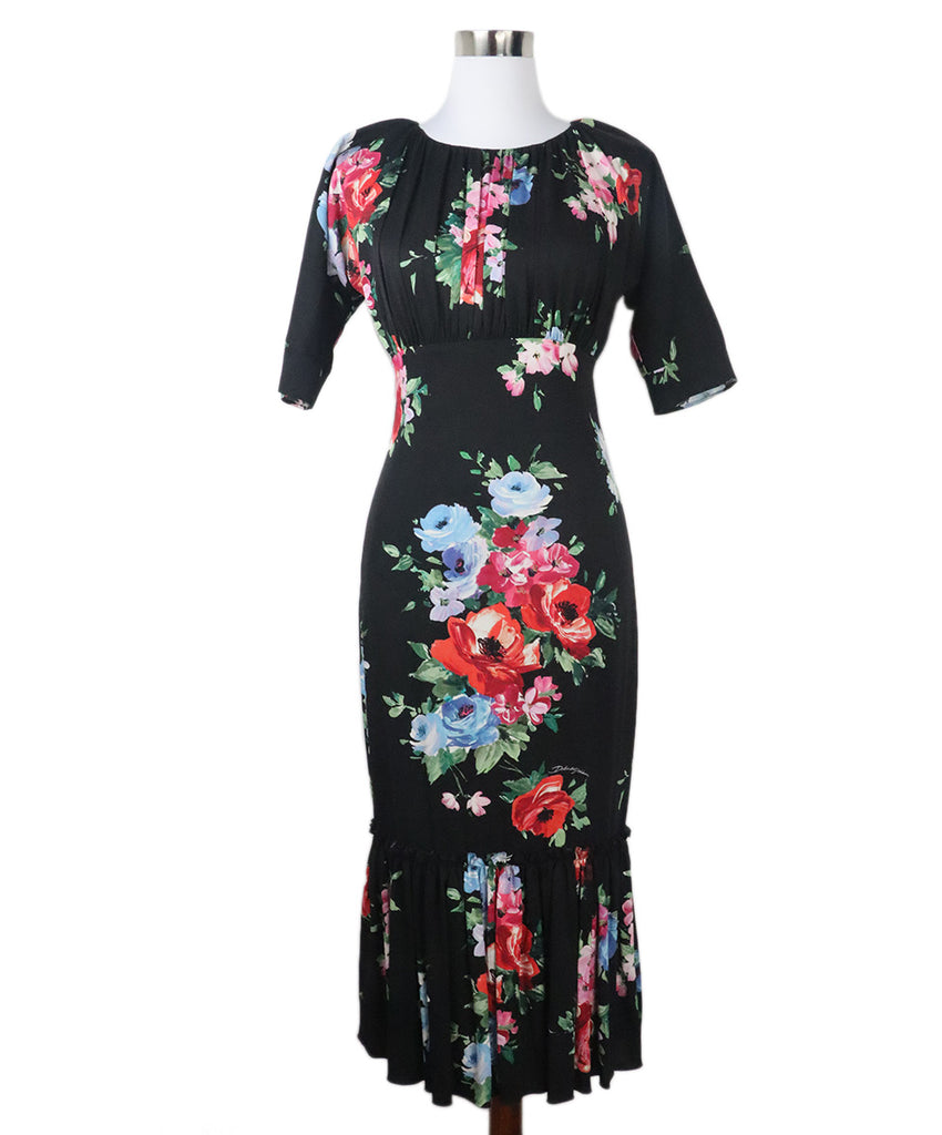 Dolce & Gabbana Black & Multi Floral Dress 