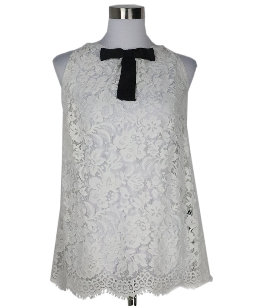 Dolce & Gabbana White Lace Bow Top 