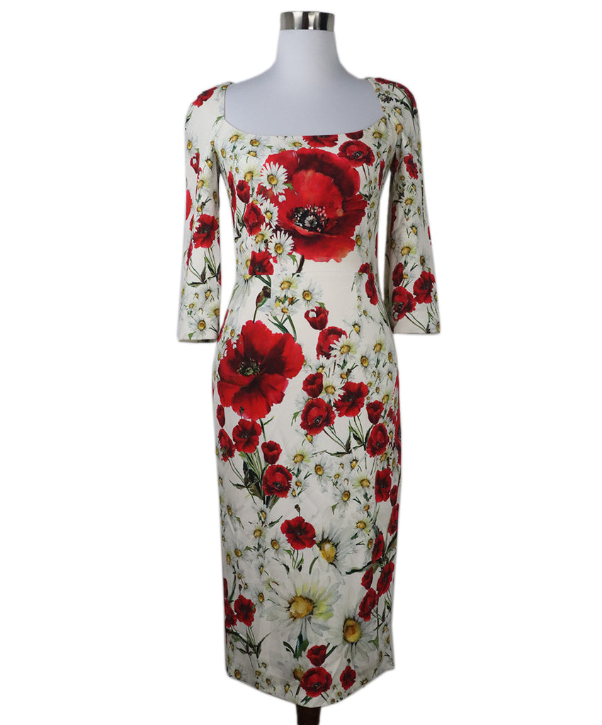 Dolce & Gabbana White & Red Floral Dress 