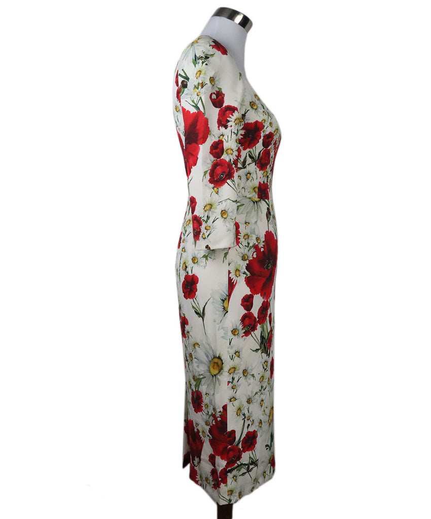 Dolce & Gabbana White & Red Floral Dress 1