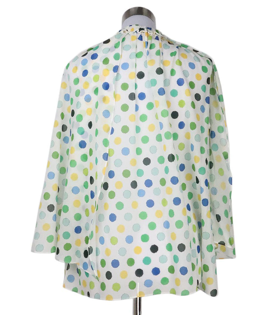 Dice Kayek Blue & Green Polka Dot Silk Blouse sz 10 - Michael's Consignment NYC