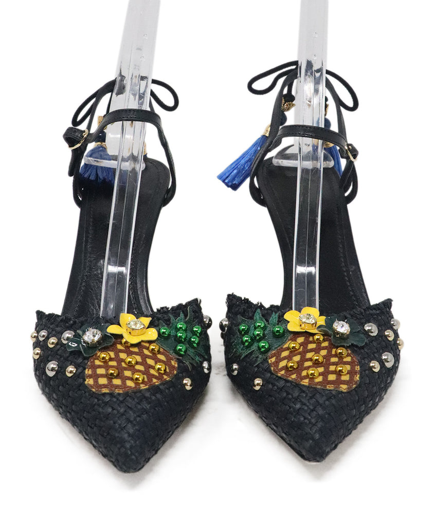 Dolce & Gabbana Black Raffia Pineapple Heels 3