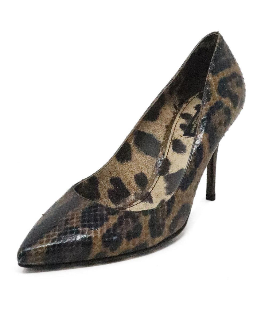 Dolce & Gabbana Leopard Print Snakeskin Heels 