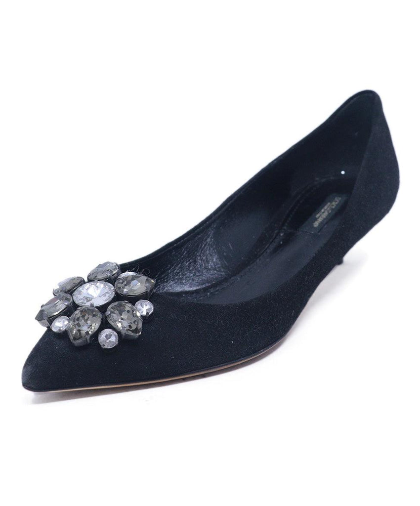 Dolce & Gabbana Black Suede Rhinestone Heels 