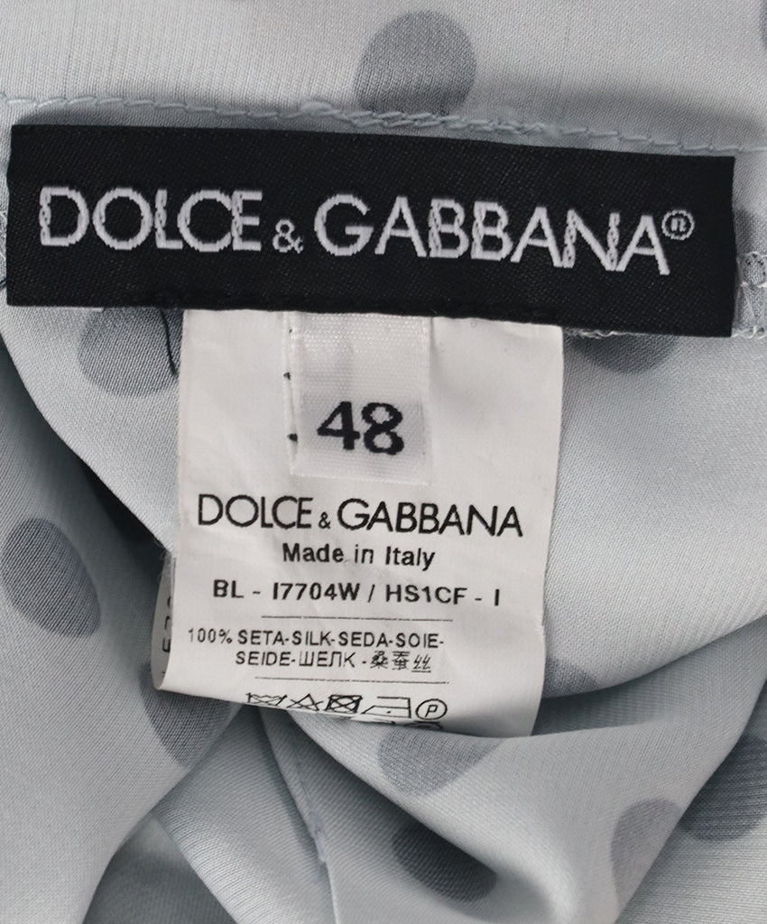 Dolce & Gabbana Grey Black Polka Dots Silk Top 3