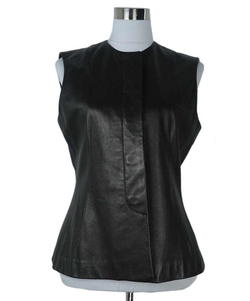 Donna Karan Black Leather Vest 