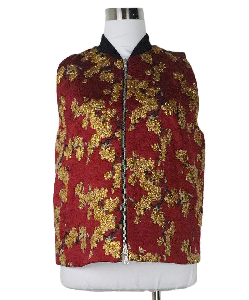 Dries Van Noten Red & Gold Applique Vest 