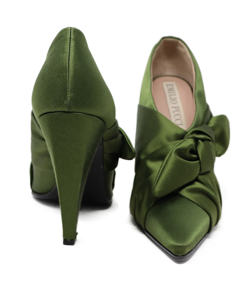 Emilio Pucci Olive Satin Heels 2