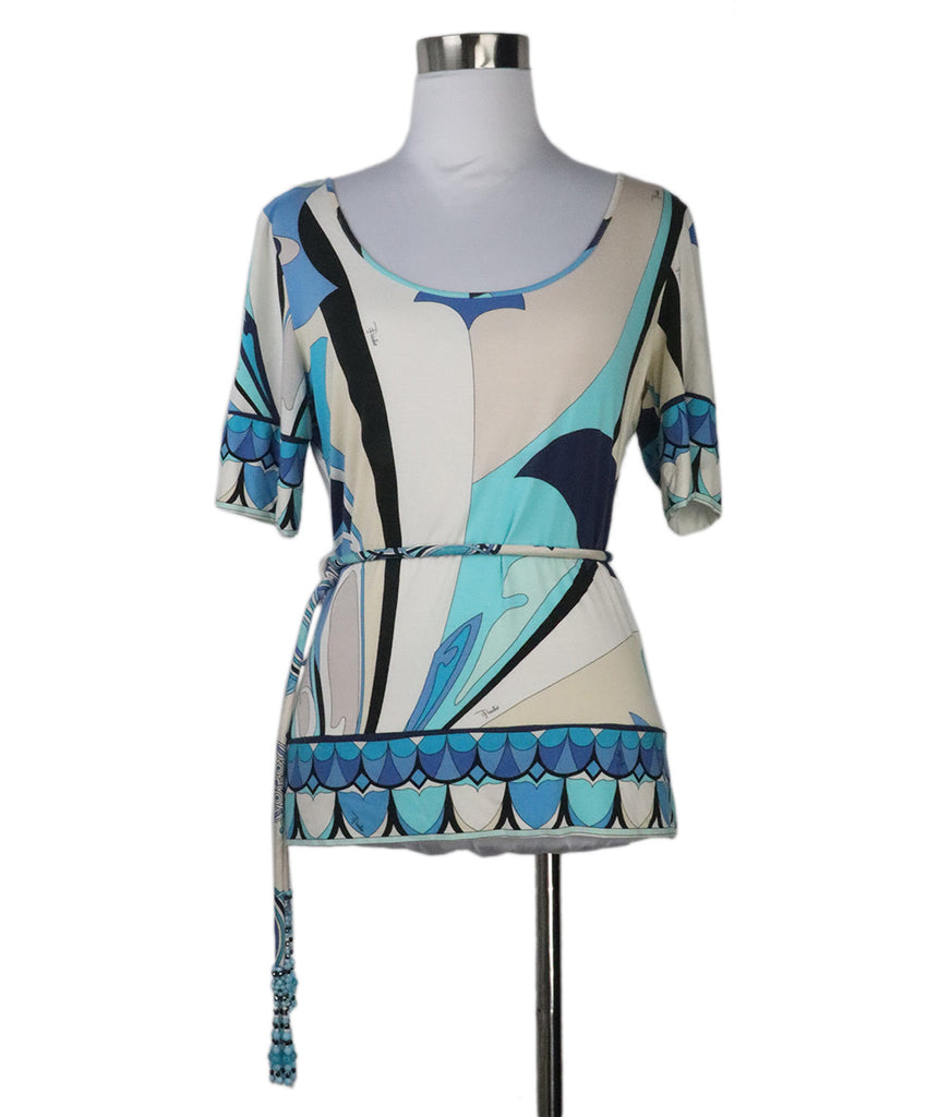 Emilio Pucci Blue & White Print Top 