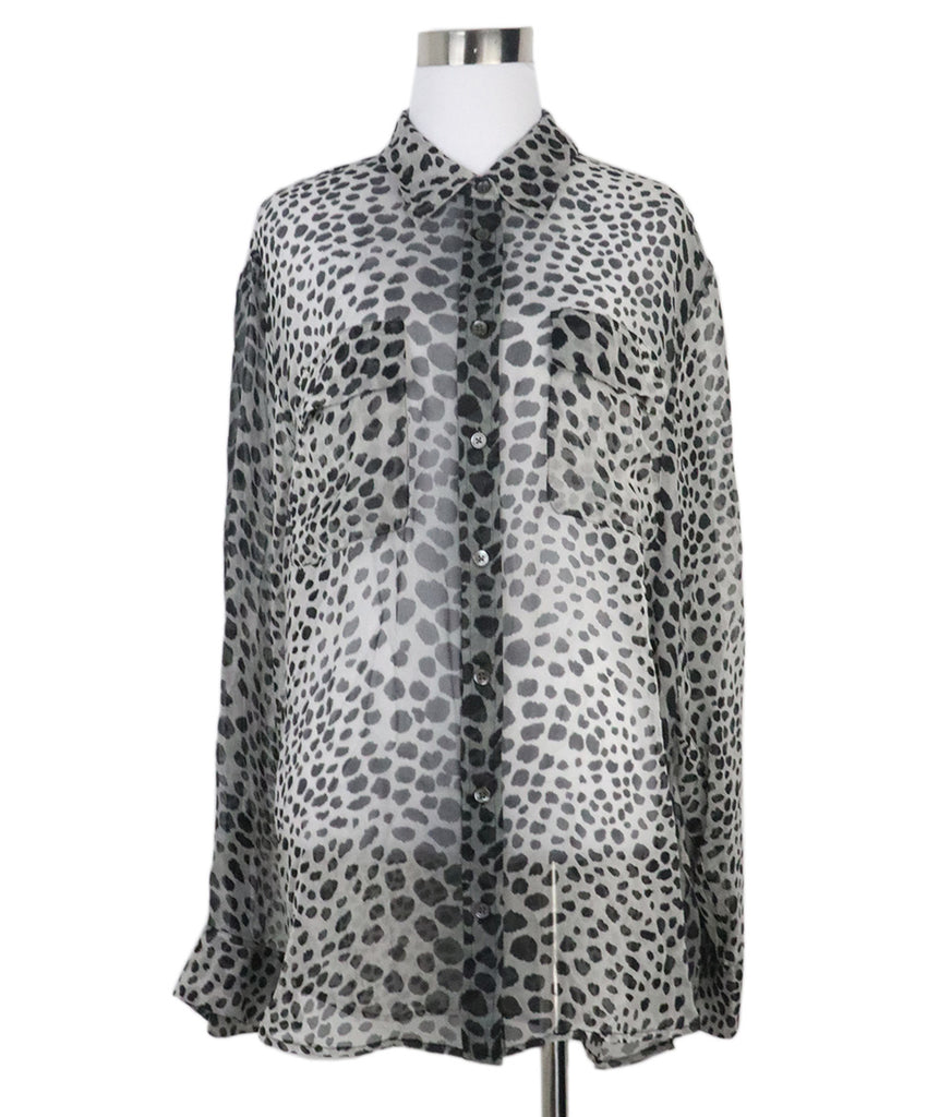 Equipment Black & Grey Animal Print Blouse 