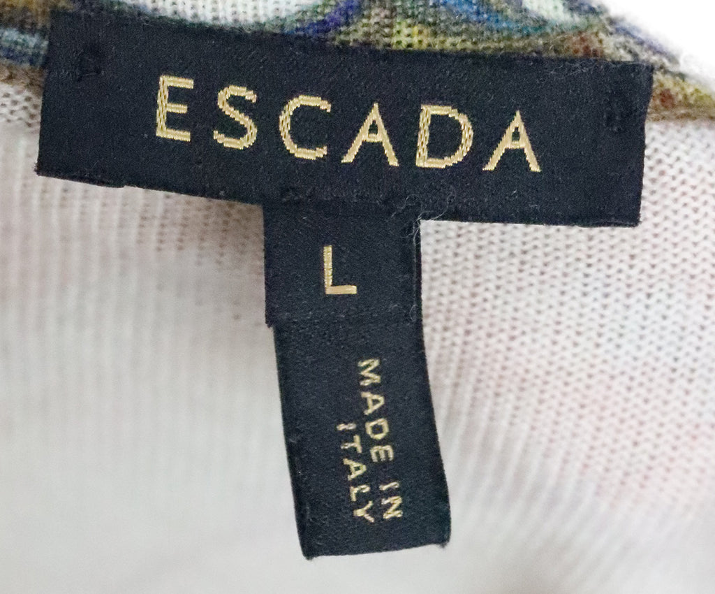 Escada Beige & Multi Print Wool Cardigan 3