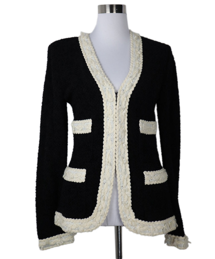 Escada Black & Ivory Trim Cardigan 