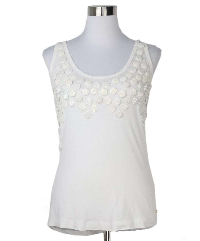 Escada White Beaded Tank Top sz 6 - Michael's Consignment NYC