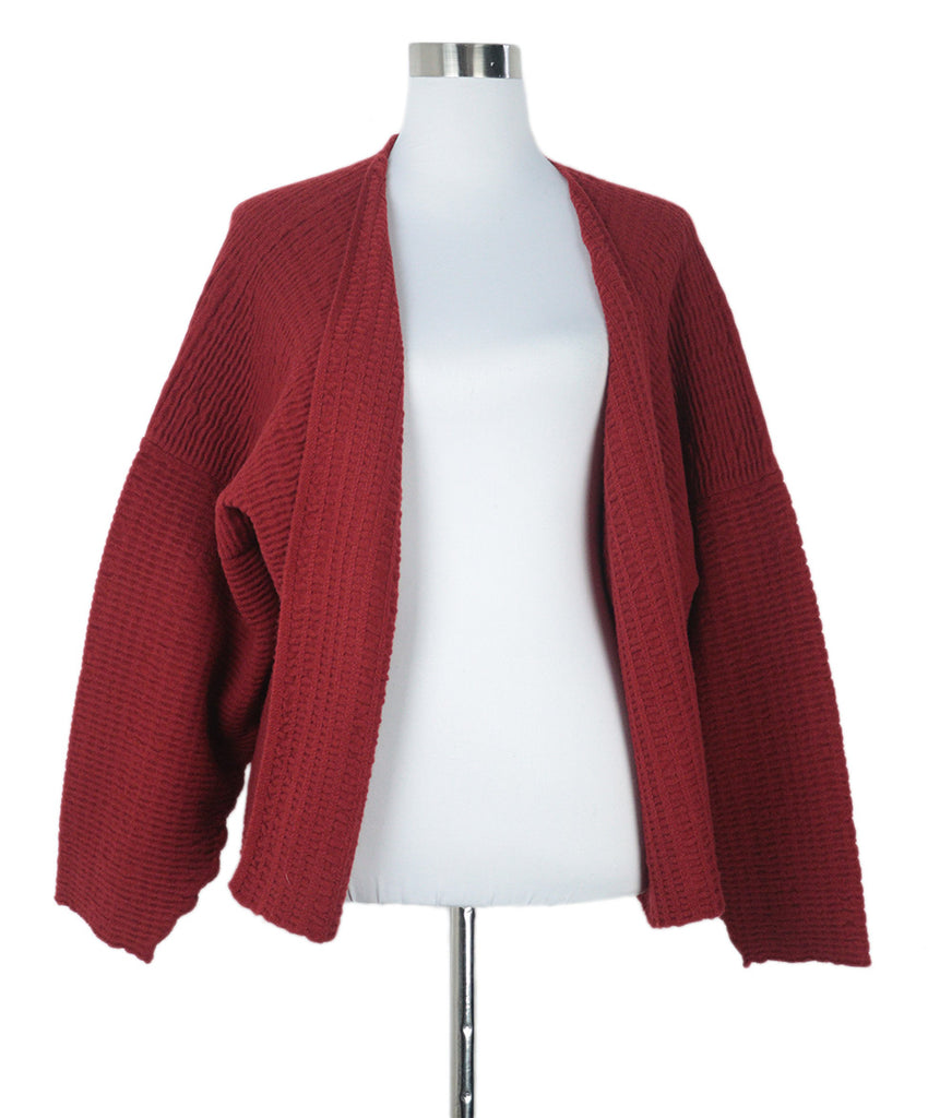 Eskandar Red Merino Wool Cardigan 