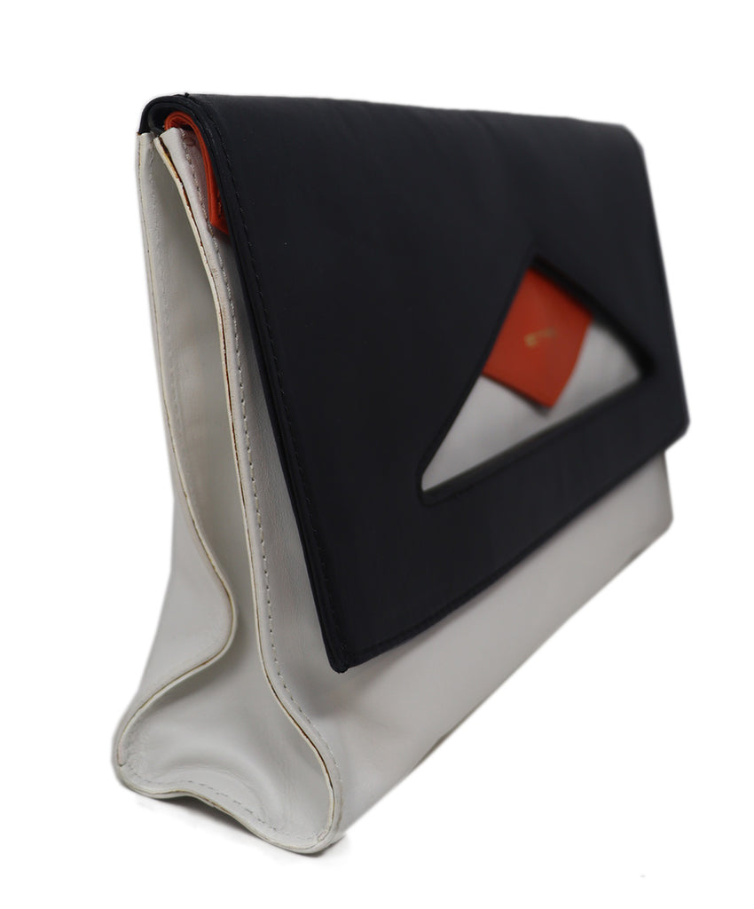 Etro Black & White Leather Clutch 1