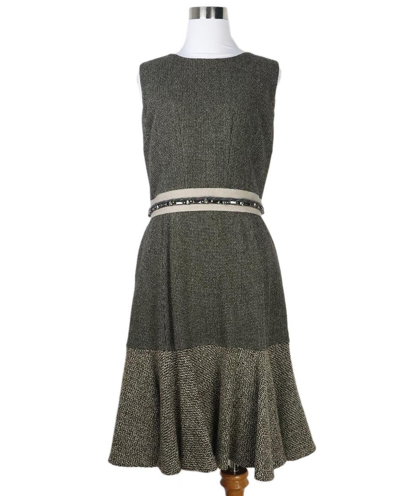 Etro Brown & Beige Wool Dress w/ Rhinestone Trim sz 6 - Michael's Consignment NYC