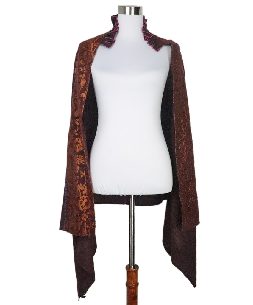 Etro Burgundy & Orange Floral Shawl 