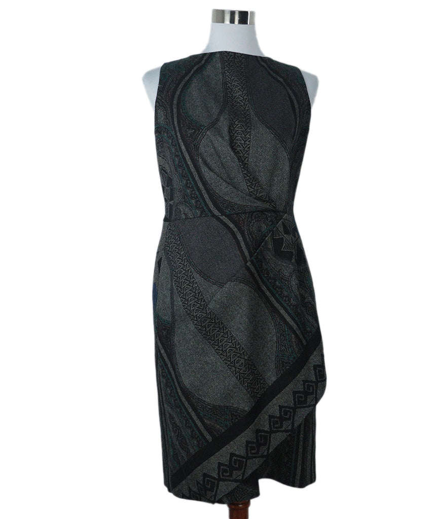 Etro Grey Print Wool Dress 