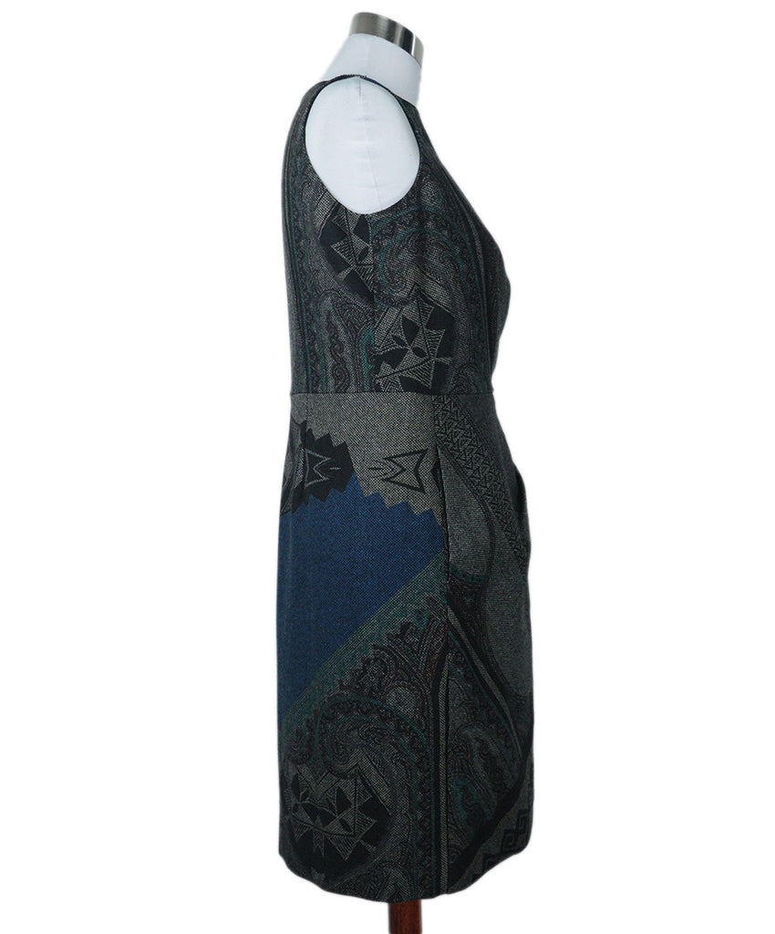 Etro Grey Print Wool Dress 1