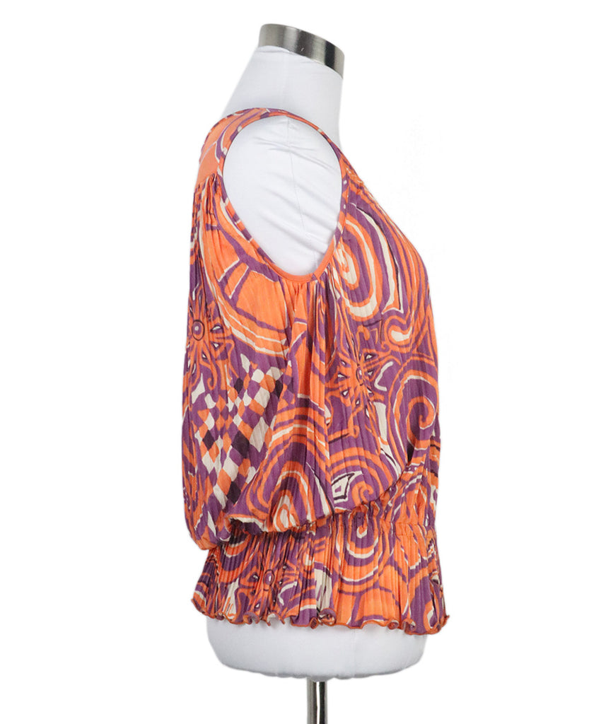 Etro Orange & Purple Pleated Top 1