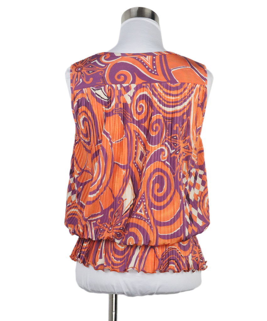 Etro Orange & Purple Pleated Top 2