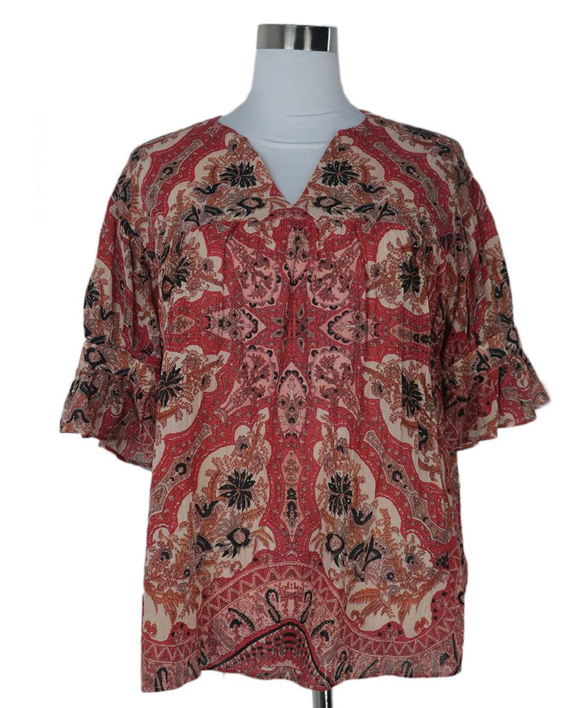 Etro Orange Paisley Print Blouse 