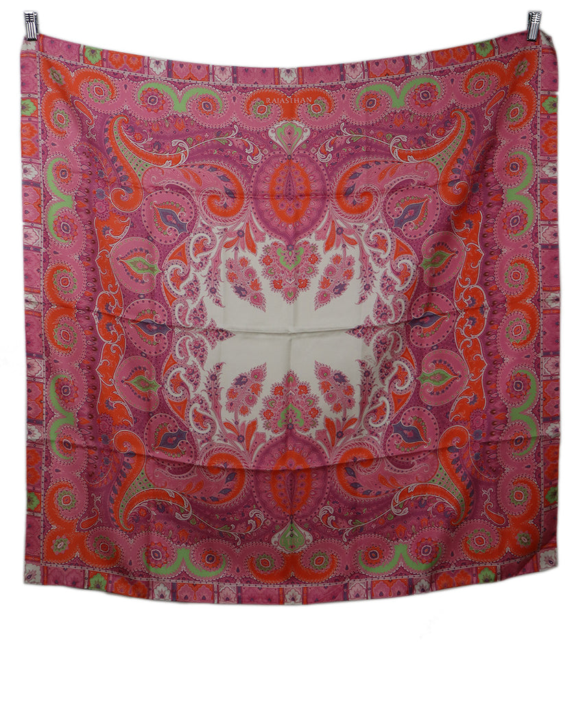 Etro Pink Paisley Print Silk Scarf 1