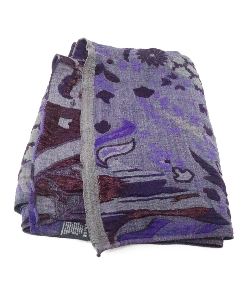 Etro Purple & Grey Silk Cutwork Scarf 2