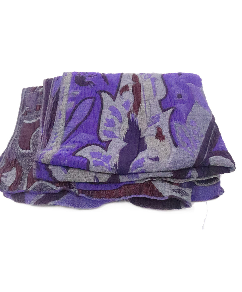 Etro Purple & Grey Silk Cutwork Scarf 4