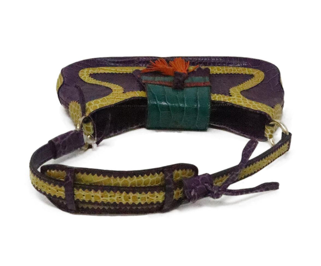 Etro Purple & Yellow Pressed Leather Shoulder Bag 4