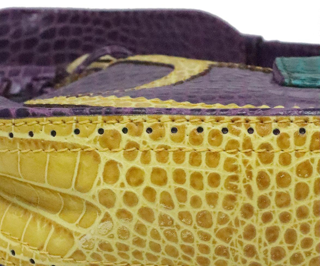 Etro Purple & Yellow Pressed Leather Shoulder Bag 8