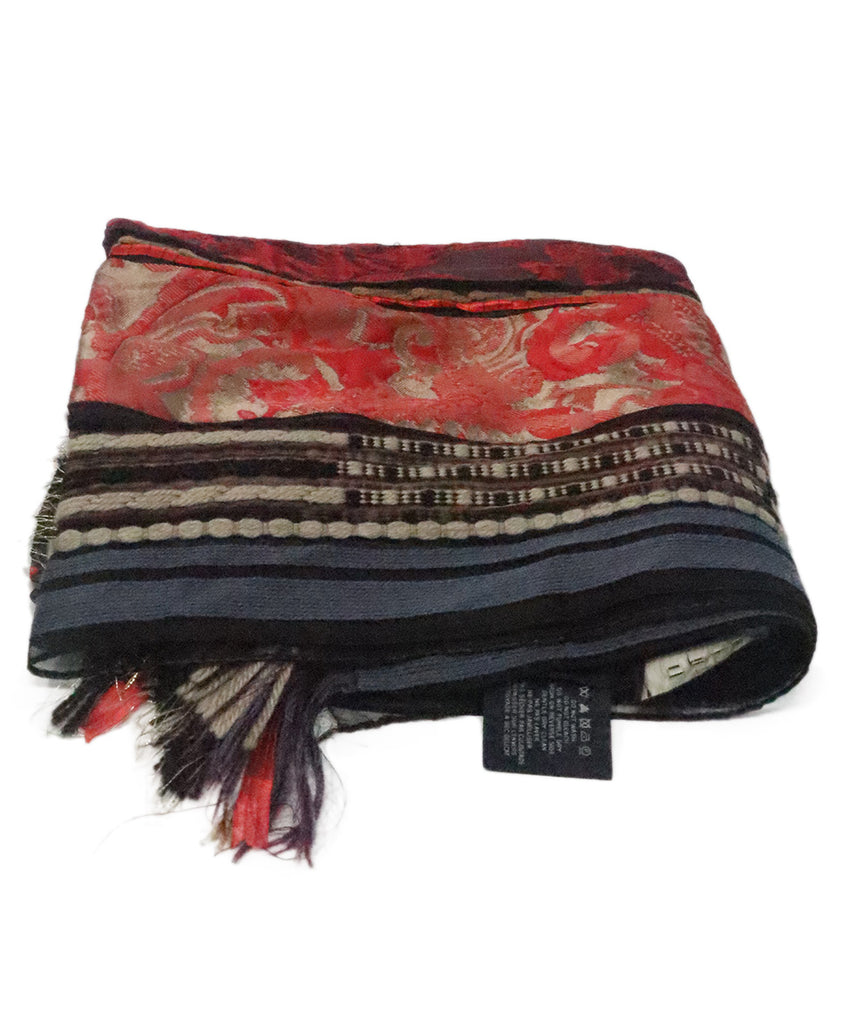 Etro Red & Brown Lurex Shawl 1