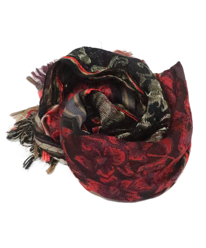 Etro Red & Brown Lurex Shawl 