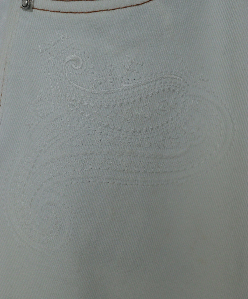 Etro White Cotton Embroidered Jeans 2