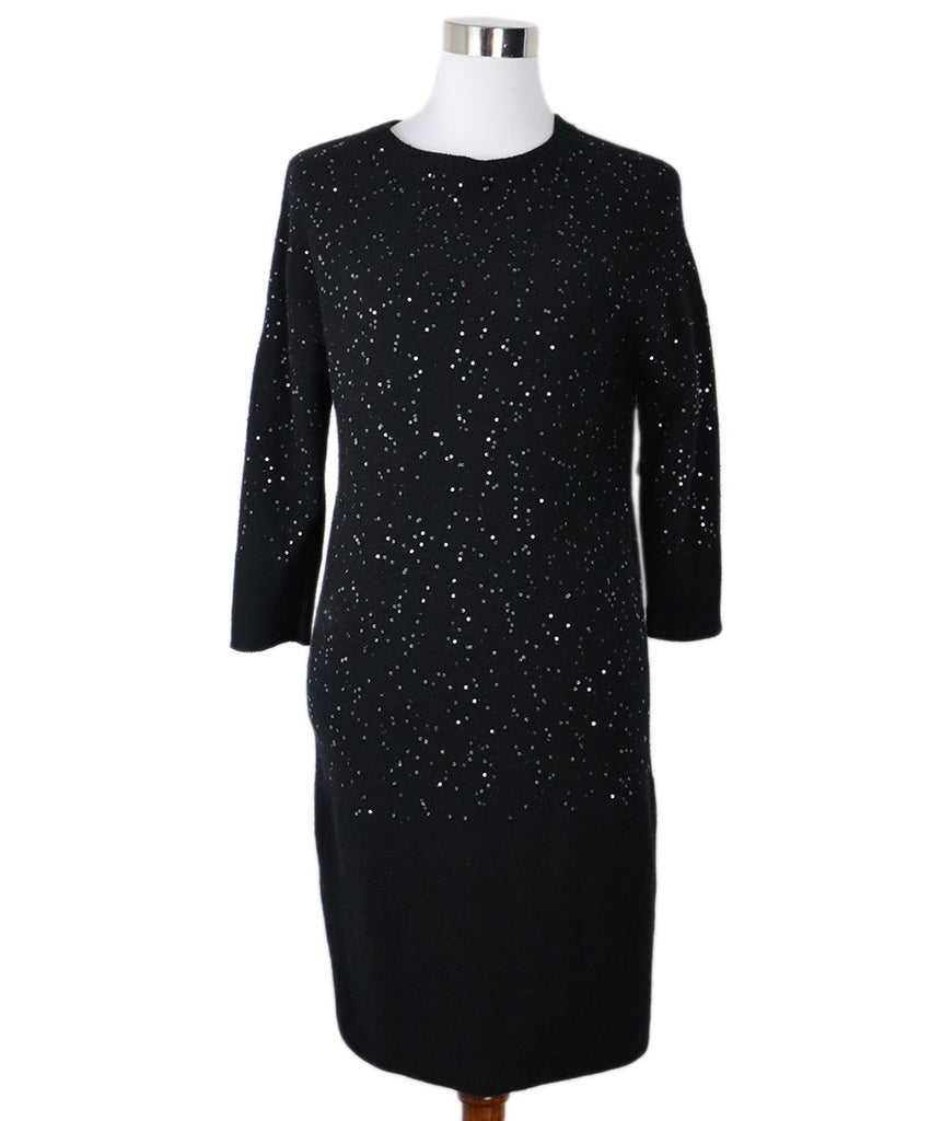 Fabiana Filippi Black Cashmere Sequin Dress 