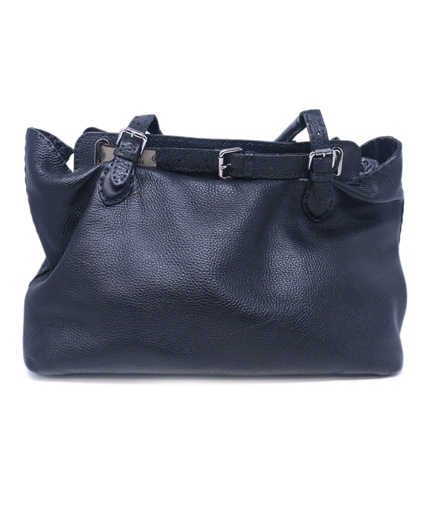 Fendi Black Grained Leather Tote 2