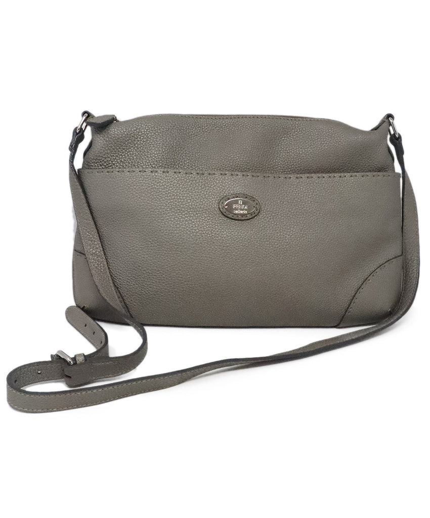 Fendi Grey Leather Selleria Crossbody 