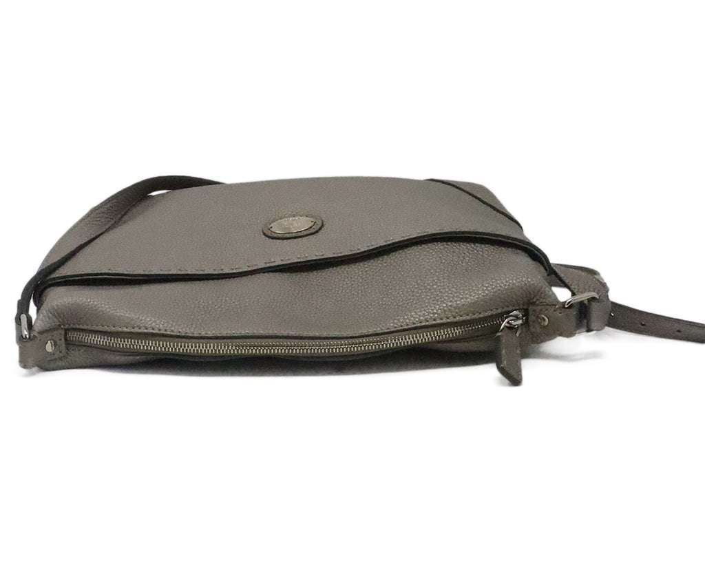 Fendi Grey Leather Selleria Crossbody 4